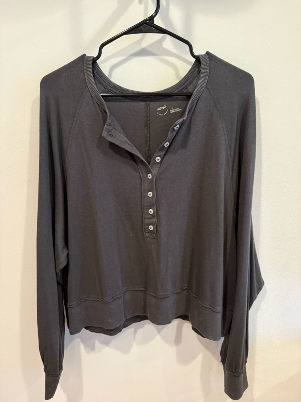 aerie Charcoal Gray Long-Sleeve Henley Top